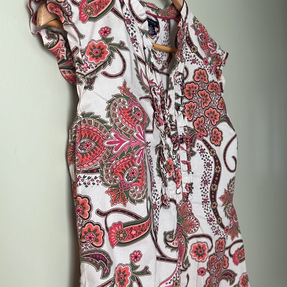 Tommy Hilfiger Sleeveless Ruffle Blouse Paisley & Floral Print Size Medium - Picture 2 of 10